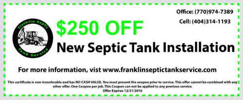 $250 off new septic installation coupon